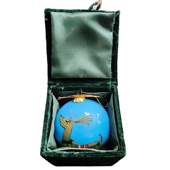 Vintage Holiday Christmas Reindeer Hand Inside-Painted Blown Glass Ornament Box - Picture 2 of 9